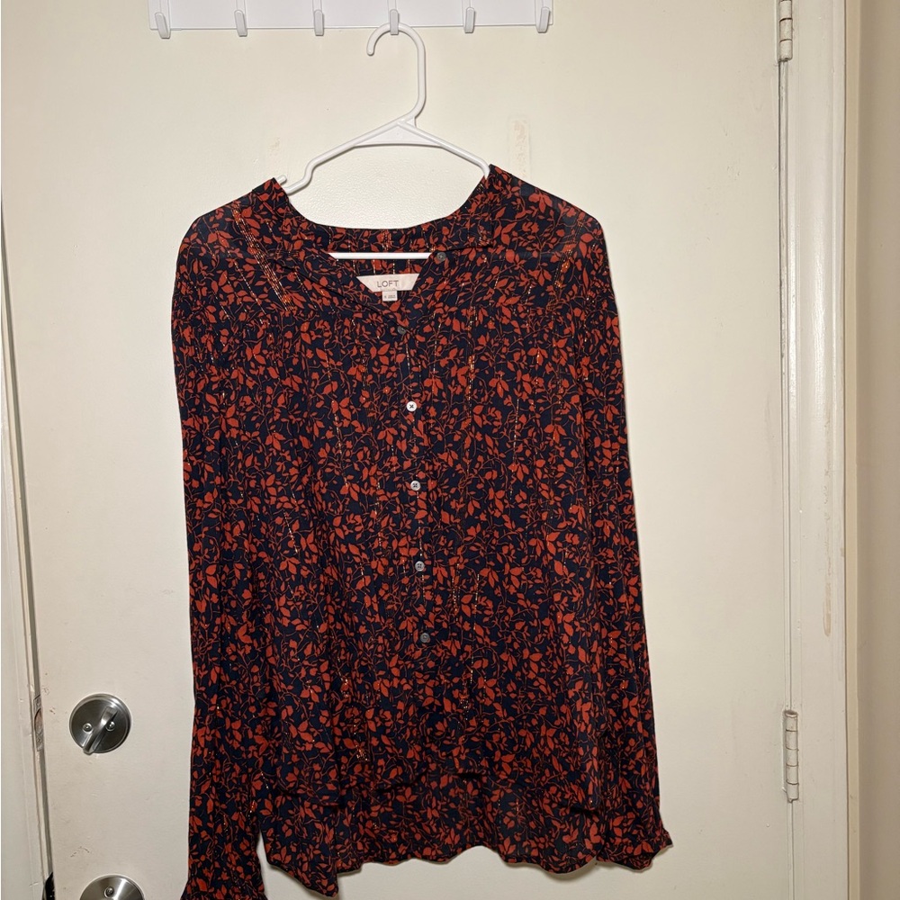 Red and Navy Floral Blouse